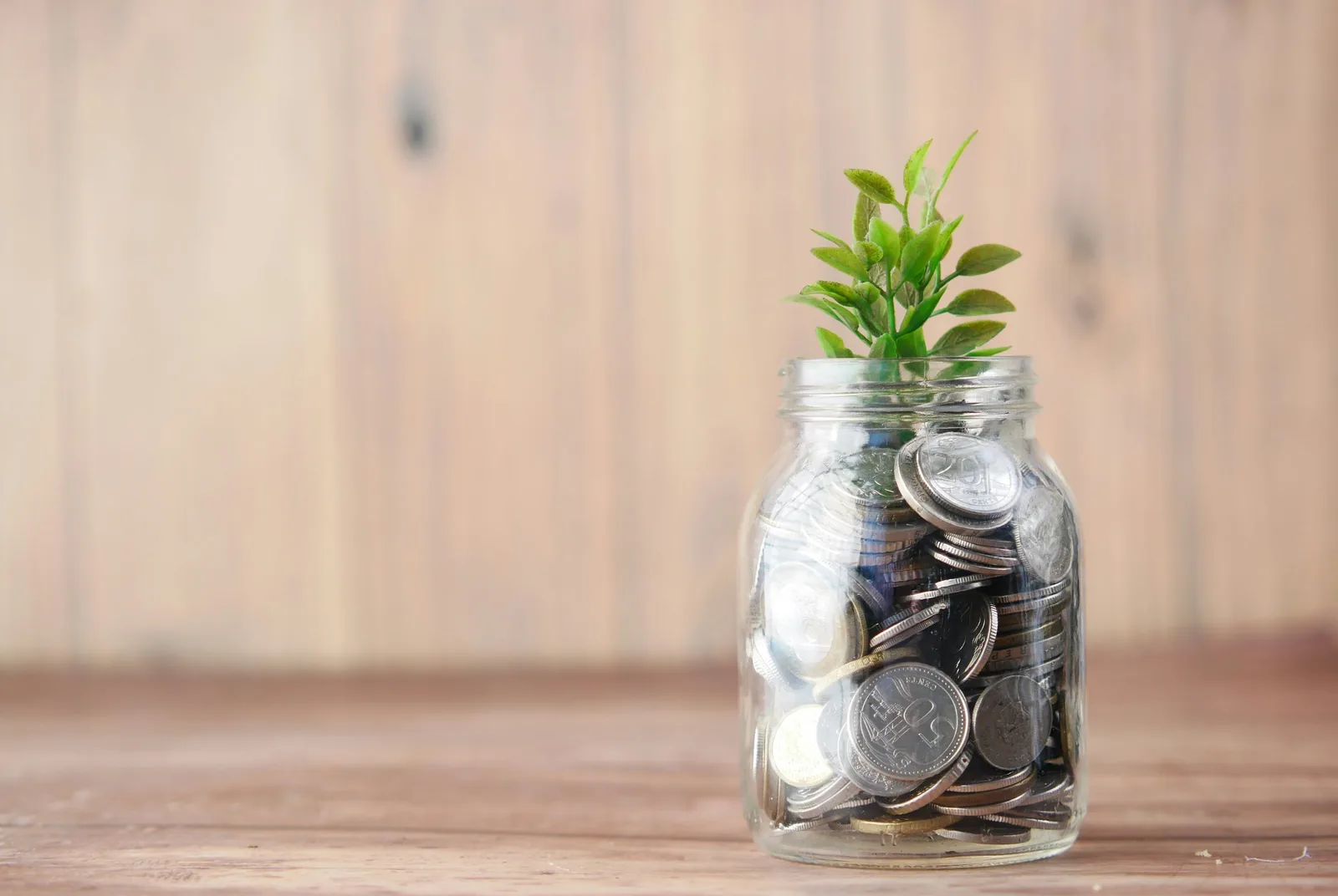 Coins in a glass jar