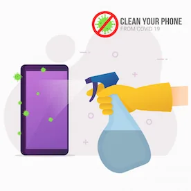 Someone cleaning their phone.