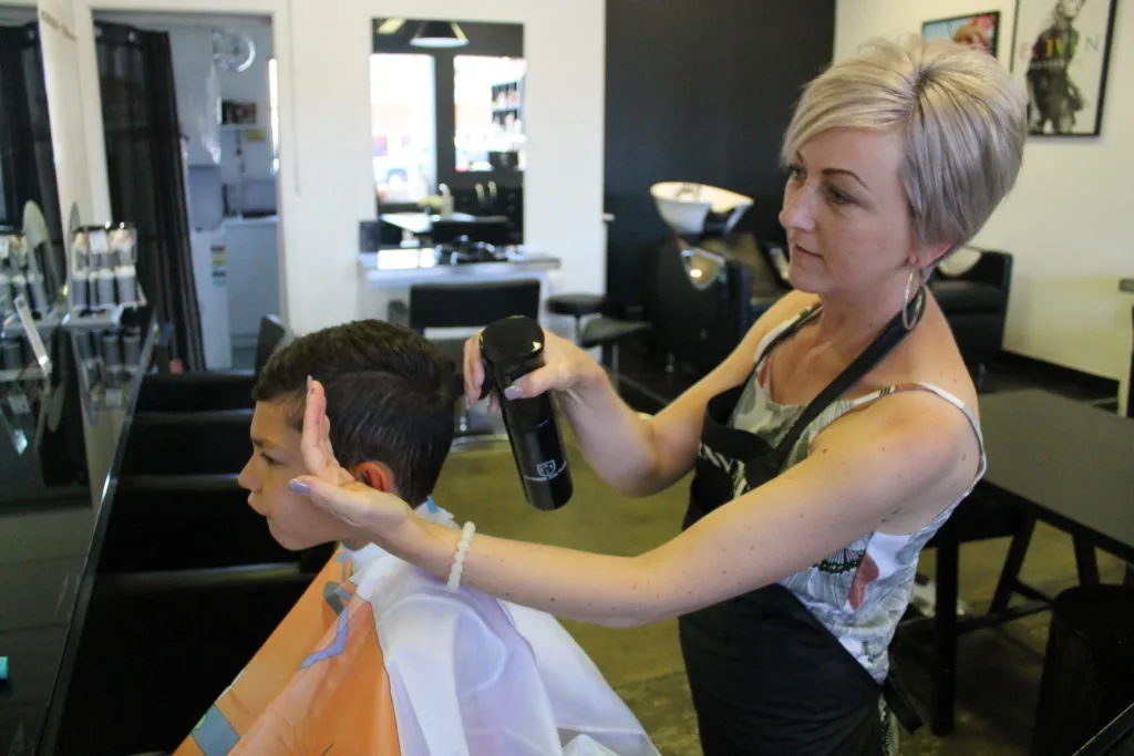 Child getting a haircut