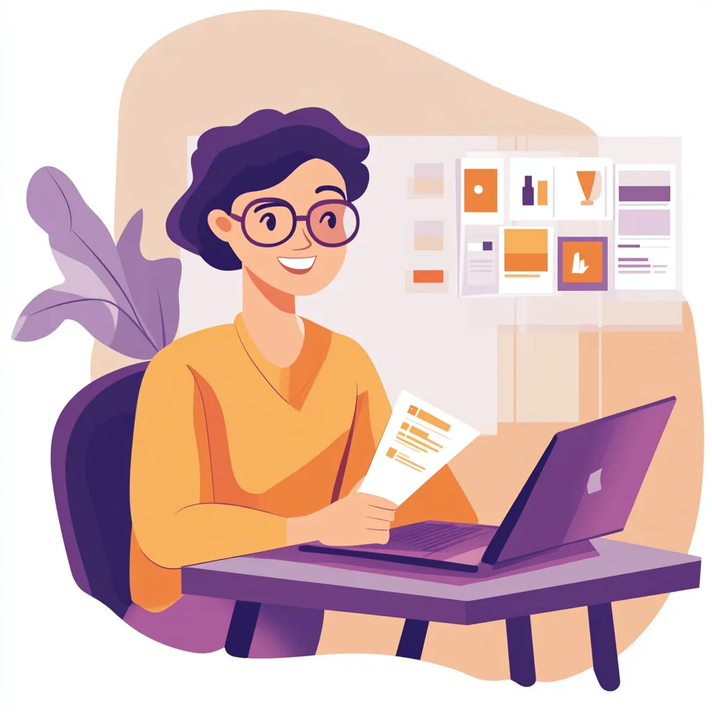 Illustration of a person watching a laptop