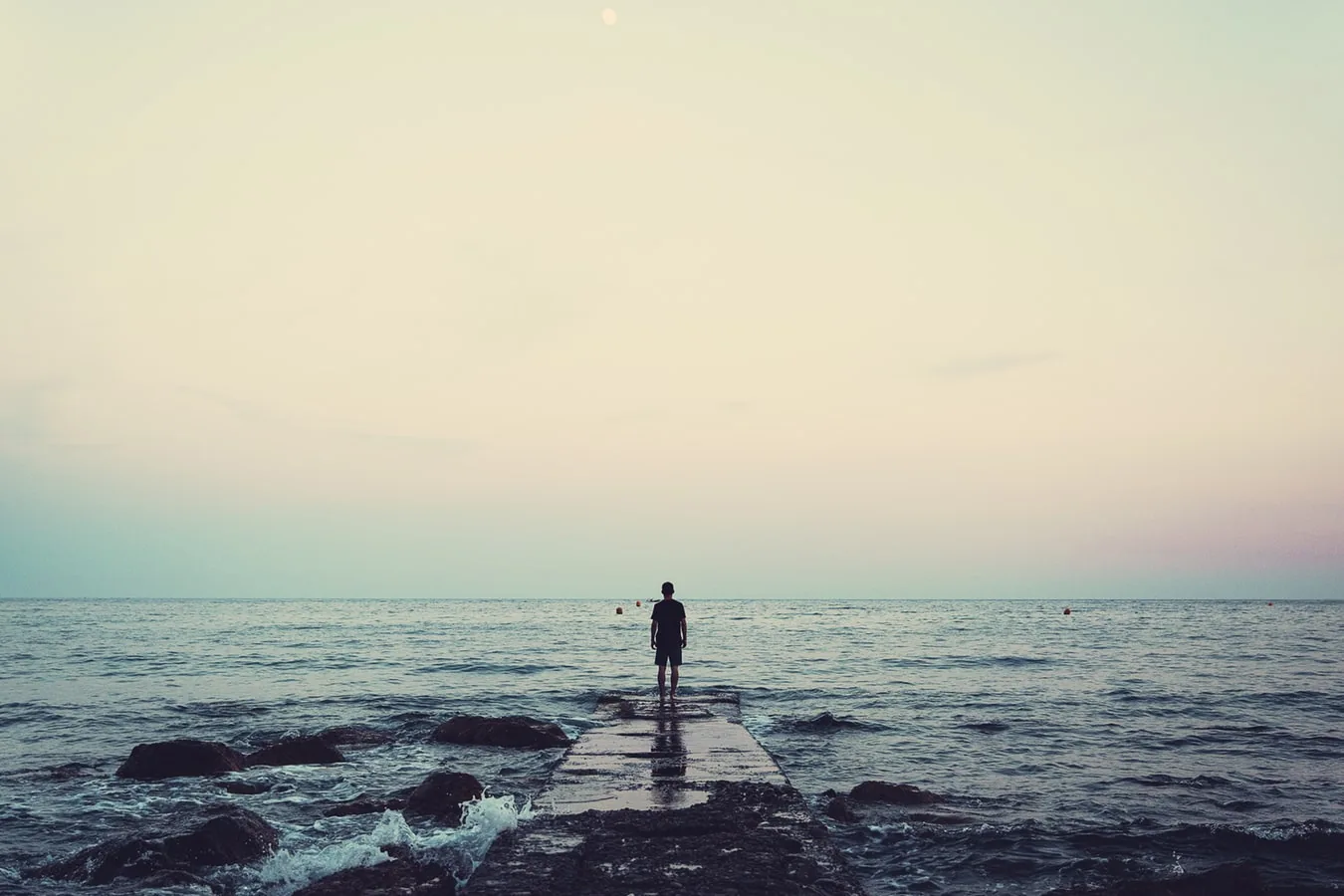A person standing beside the sea