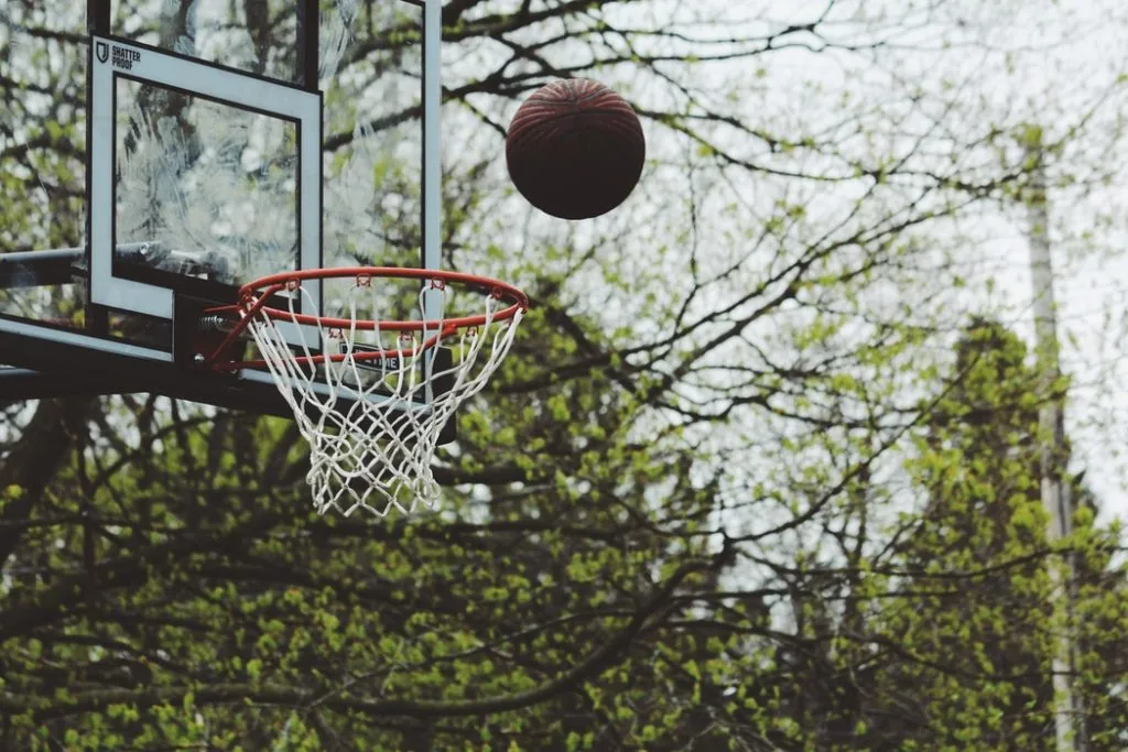 Basketball and backboard