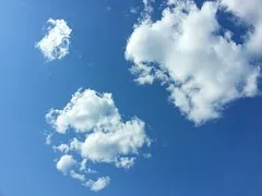 White clouds in a blue sky
