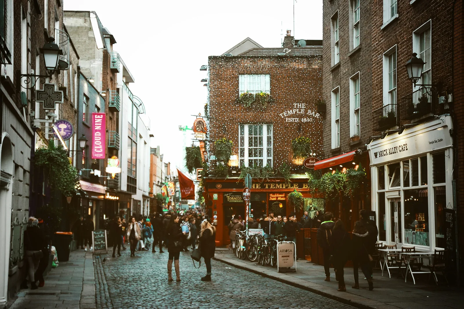 People walking along a Dublin street