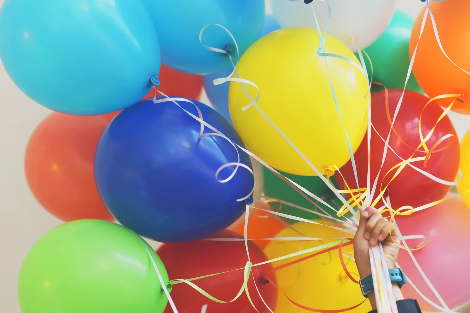 A cluster of colourful balloons