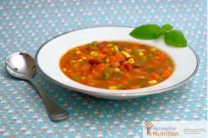A bowl of vegetable soup