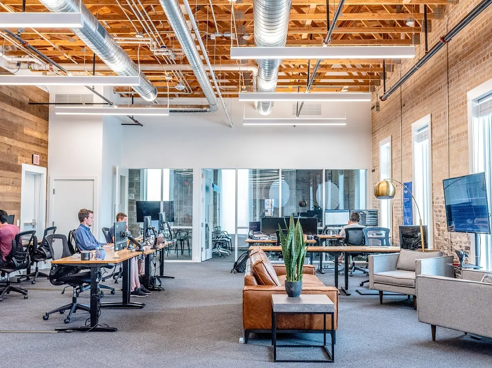 People working in an open office