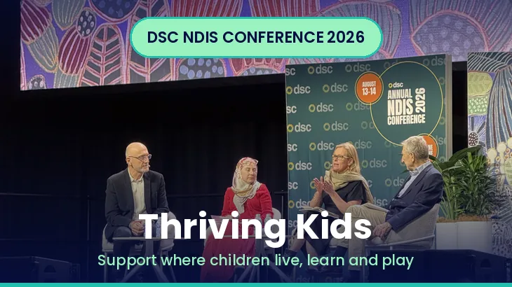 Conference panel banner labelled Thriving Kids