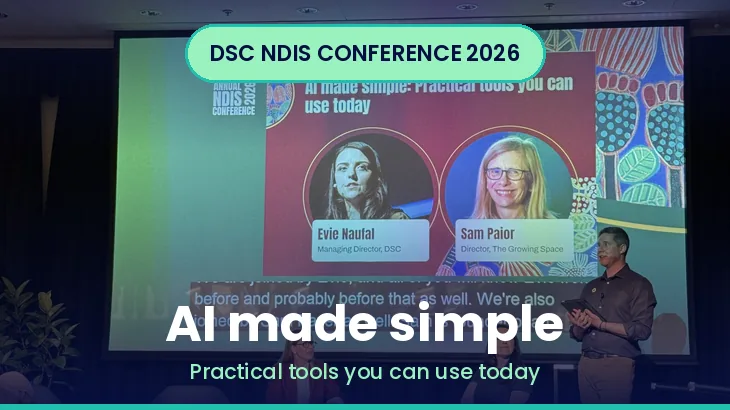 Historical conference graphic: AI made simple, practical tools you can use today