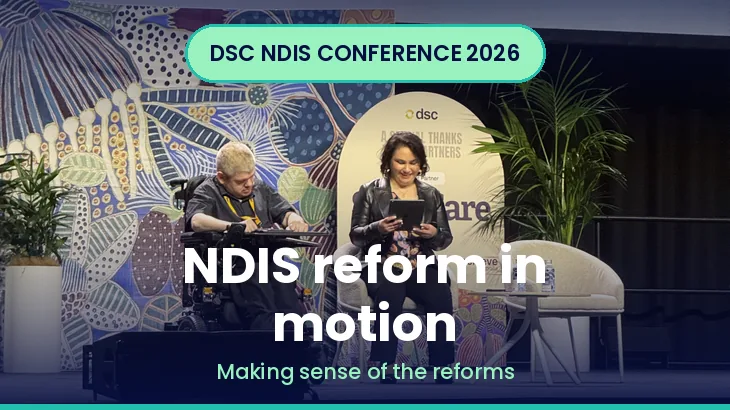 Conference banner showing a session on NDIS reform