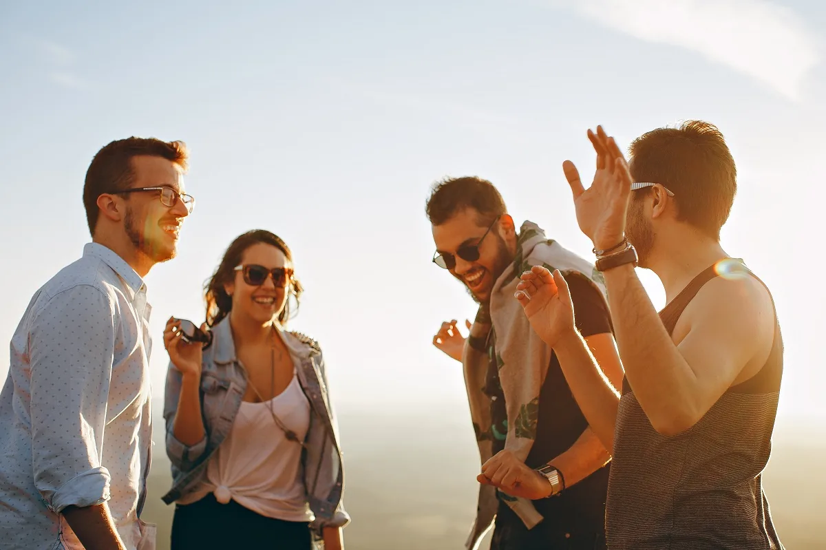 A group talking together outdoors