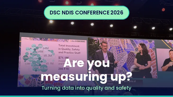 A conference slide titled Are you measuring up? Turning data into quality and safety